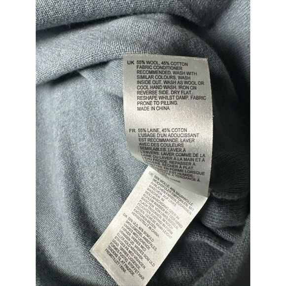 White Stuff Mens Blue V-Neck Cotton Wool Pullover Jumper Size Large Long Sleeve - Picture 5 of 5